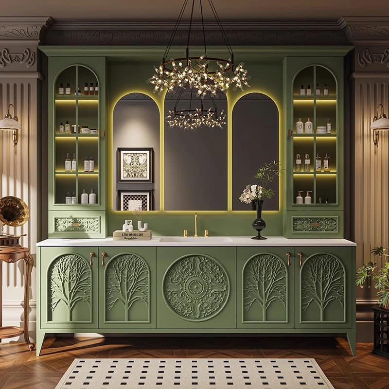 Mobile da Bagno di Lusso per Skincare, Organizer da Comodino con Specchio, Armadietto Contenitore, Mobiletto per Profumi, Archivio, Arredamento di Tendenza