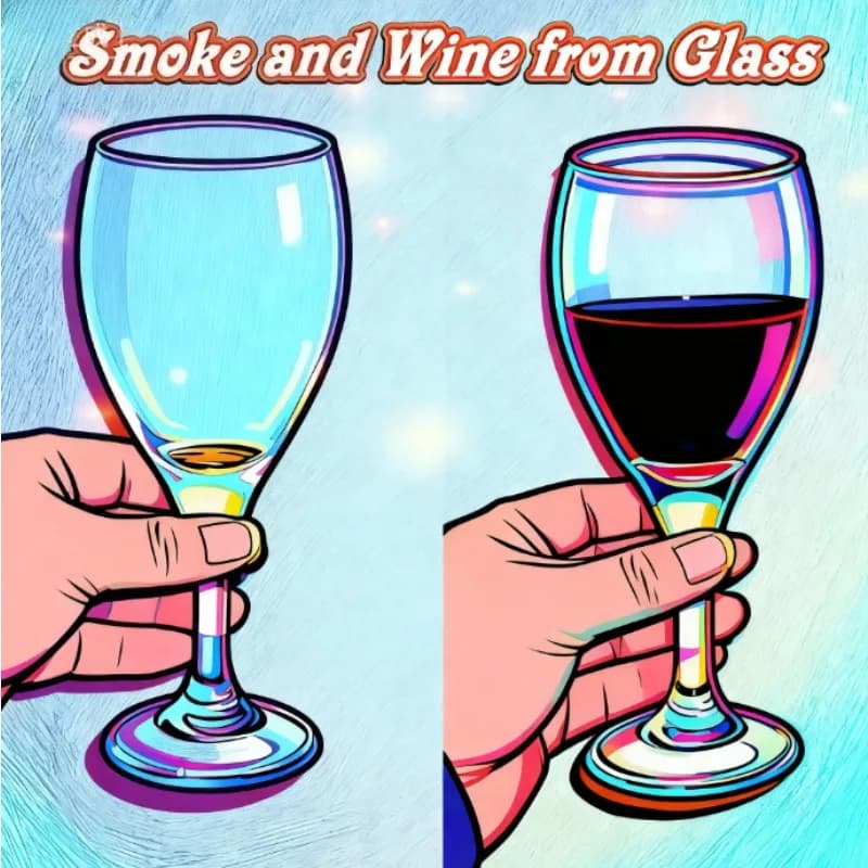 Trucco magico con fumo e vino dal vetro - Illusione di trasformazione visiva per mentalismo scenico, mago, espedienti