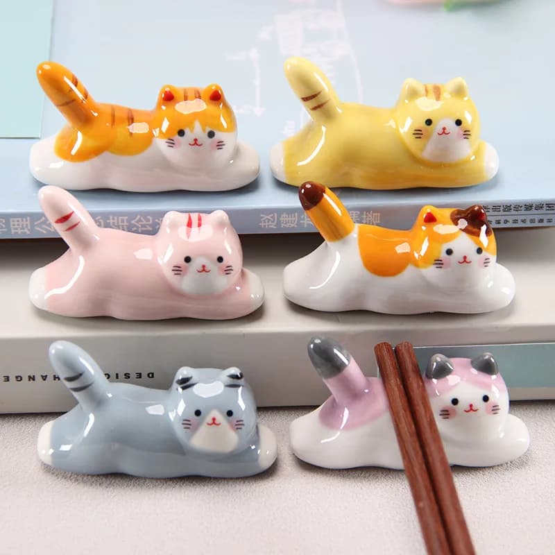 Portacucchiaio Ovale in Ceramica Sottosmalto Stile Giapponese a Forma di Gatto, Semplice Supporto per Utensili da Cucina per Ristoranti