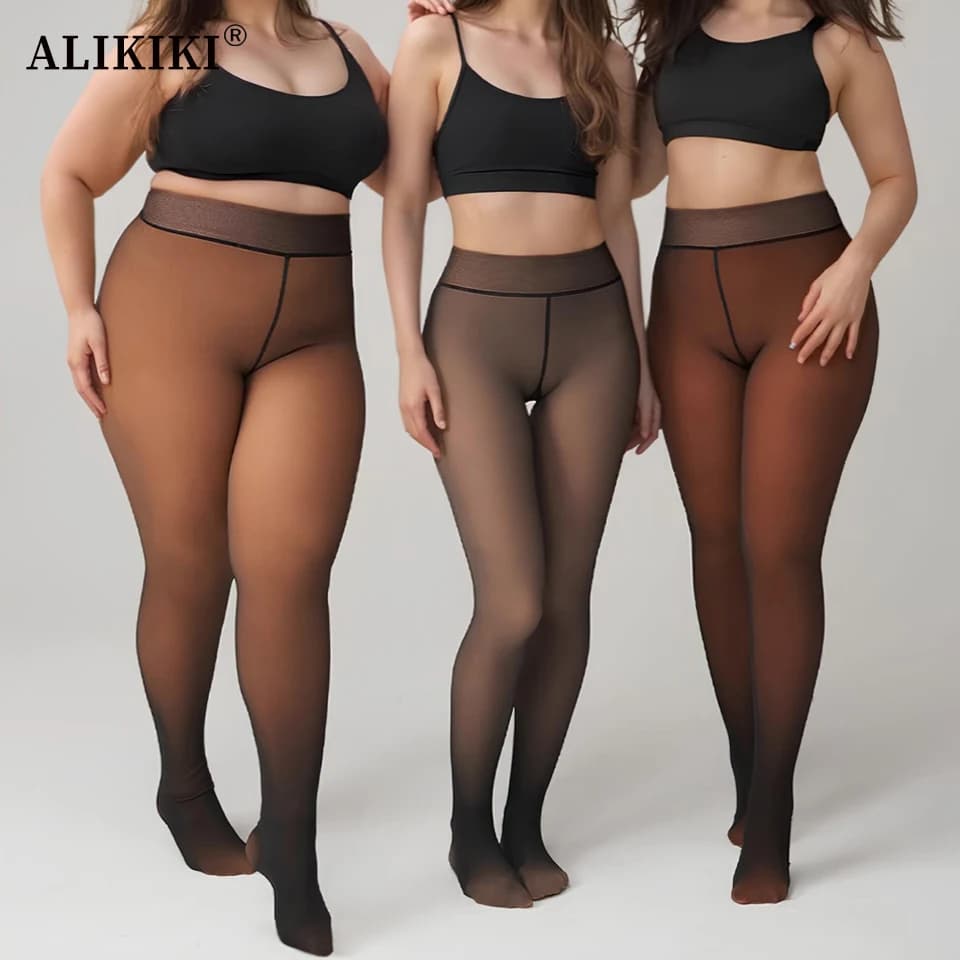 Collant Termici Felpati Modellanti Monofilo Effetto Trasparente Color Carne Calze Calde Invernali