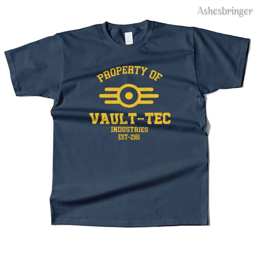Men's T-shirt in cotton with Property of Vault Tec graphics, casual street style shirt for men and women