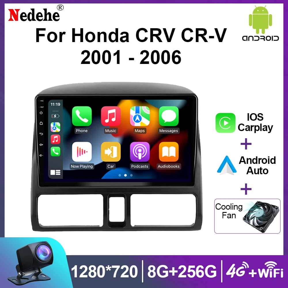 Android 14 Carplay Auto For Honda CR-V CRV 2 2001 - 2006 Car Radio Stereo Navigation GPS WIFI Multimedia Video Player BT 4G DSP