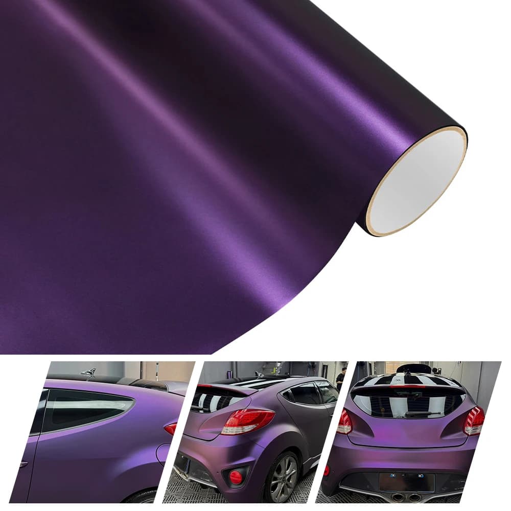 Car Wrap Film Matte Metallic Pinot Noir Purple Water Color Change Vinyl Film PET Decals Air Bubble Free Wrapping Car Decoration