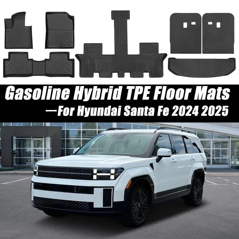 Tappetini TPE ibridi benzina per modelli Hyundai Santa Fe 2024 2025 Tappetino per bagagliaio impermeabile per tutte le stagioni con tappetino per schienale Parte auto