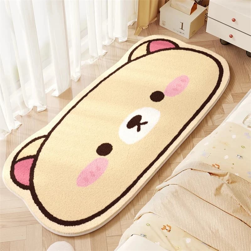 VIKAMA Tappeto Morbido in Peluche Kawaii Rilakkuma, Antiscivolo, Accogliente Tappetino per Cameretta Bambini, Asilo, Sala Giochi, Decorazione Casa, Regalo di Compleanno