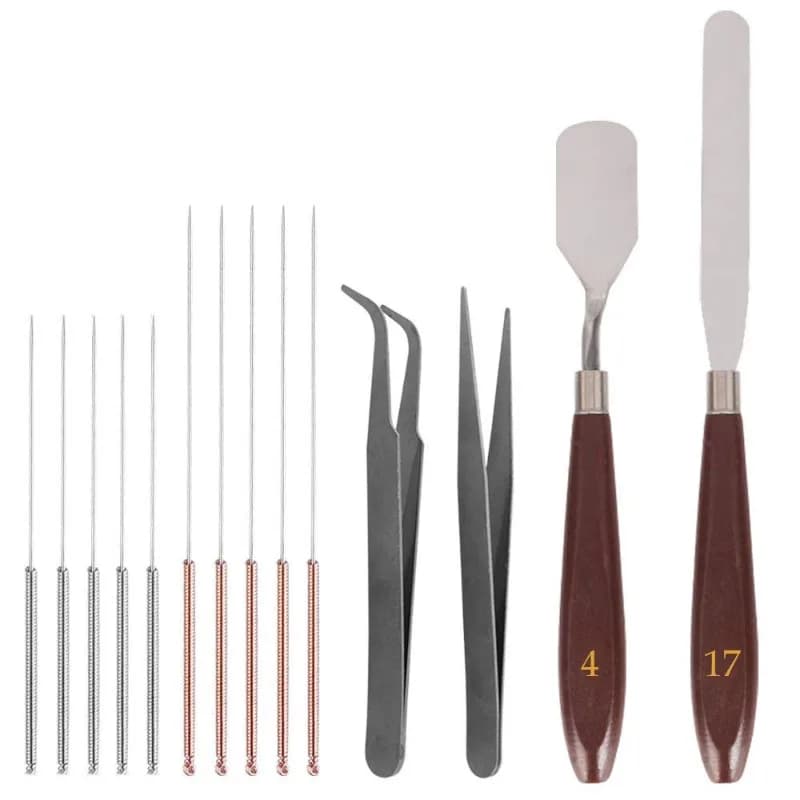 3D Printer Maintenance Tool Set, Stainless Steel Nozzle Cleaning Needles, Tweezers & Spatula Kit