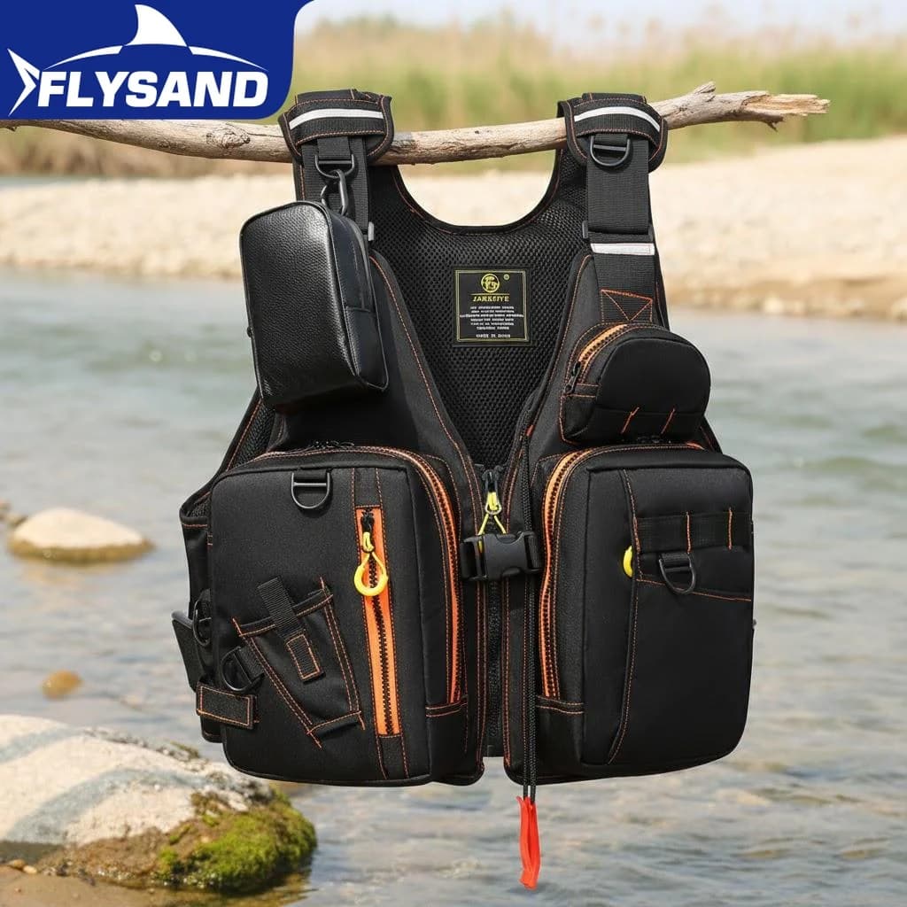 Giubbotto Salvagente Multifunzionale per Pesca all'Aperto con Materiale Galleggiante e Tasche Multiple