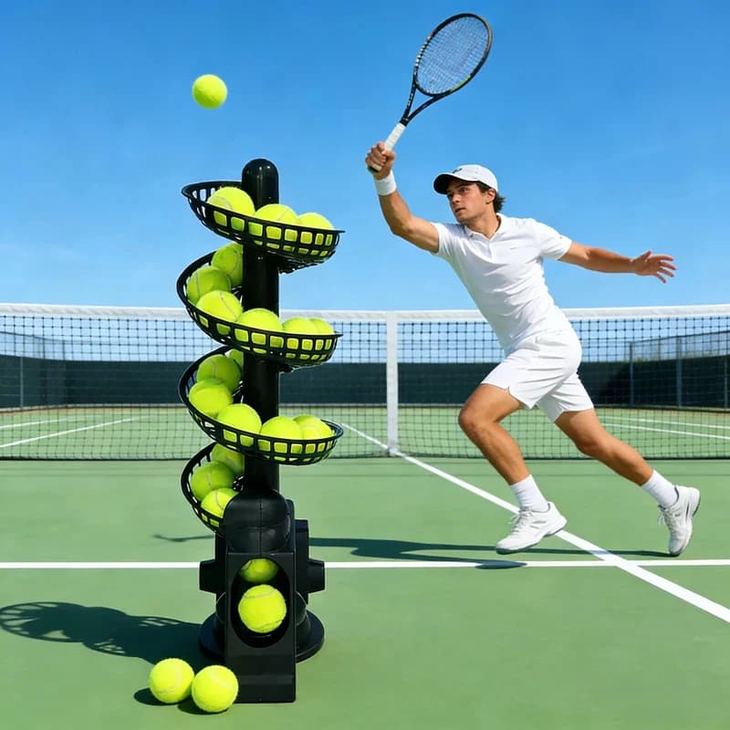 New Upgrade Portable Tennis Ball Machine Multi-Track Splicing Ultra-Long Battery Life 3 Ball Launch Modes