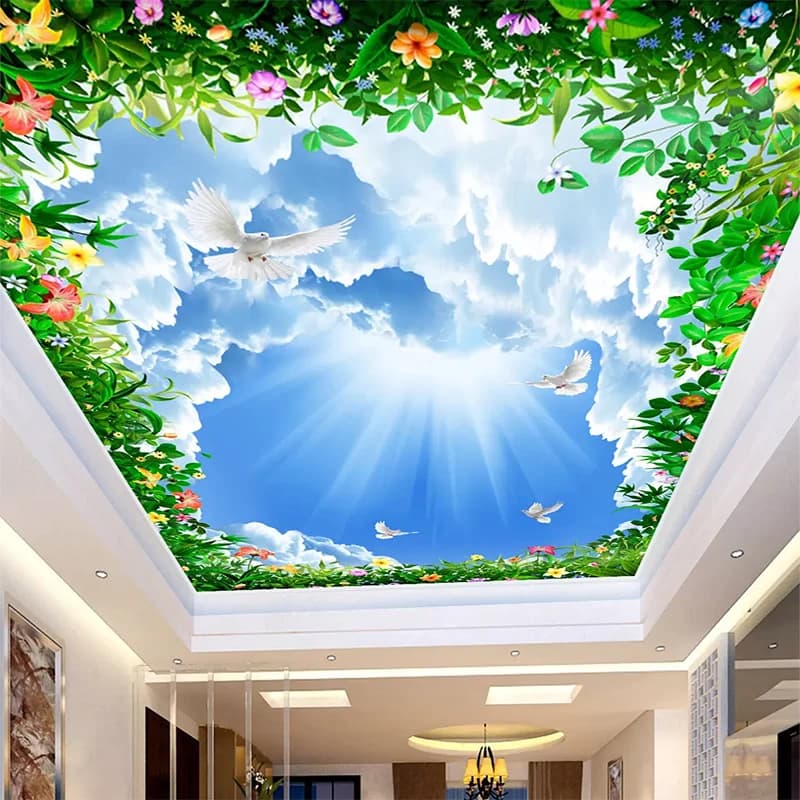 Custom 3D Foto Carta Da Parati Cielo Blu con Nuvole Bianche Vite Soffitto Murale Soggiorno camera Da Letto Sfondo decorazione della parete Pittura Murale