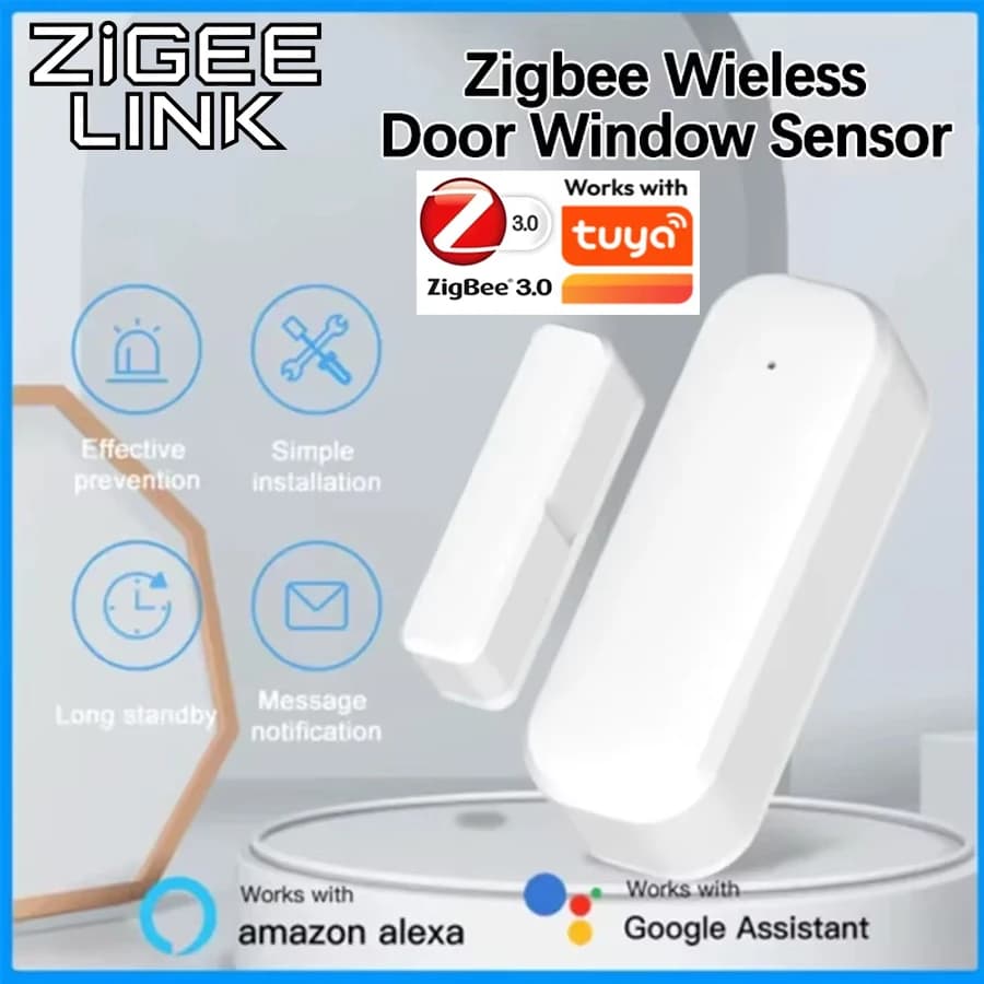 Sensore Magnetico per Porte e Finestre Tuya Zigbee, Rilevatore di Contatto Intelligente per Sicurezza Domestica, Allarme Apertura/Chiusura, Compatibile con Home Assistant e Yandex