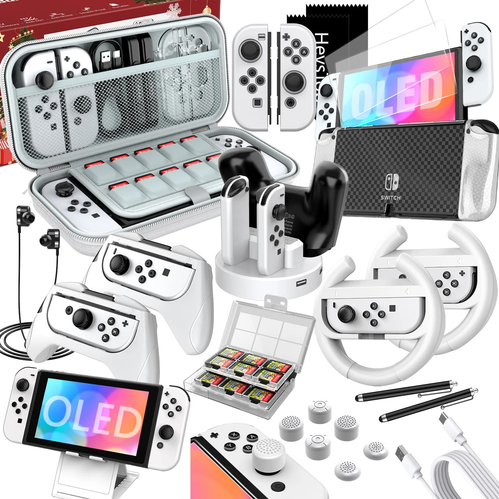 Confezione regalo di accessori portatili Switch OLED 27 in 1, custodia per borsa in nylon Switch Oled Regali di Natale, Halloween, uomini e donne