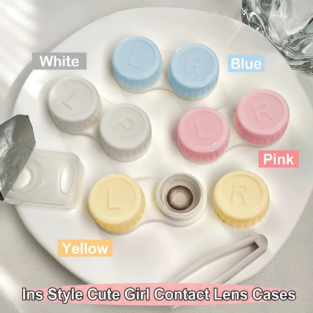 Double Compartment Lens Box Compact Portable Lens Case Pp Plastic Contact Box Thickened Leak-Proof Lens Storage For Office