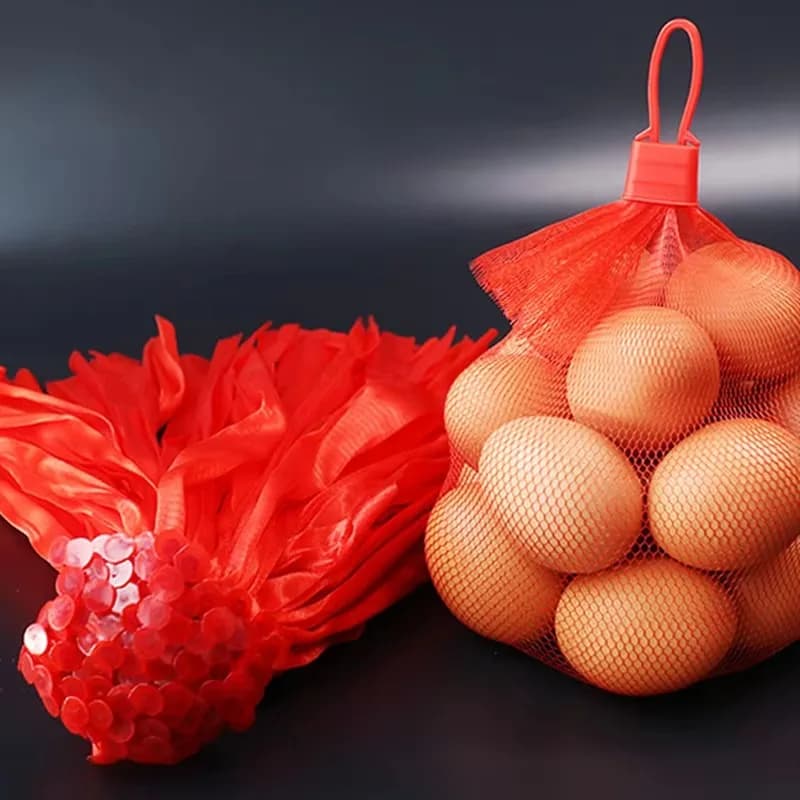 Sacchetto a rete in plastica colorata per alimenti con fibbia, riutilizzabile, per frutta, verdura, giocattoli e organizer