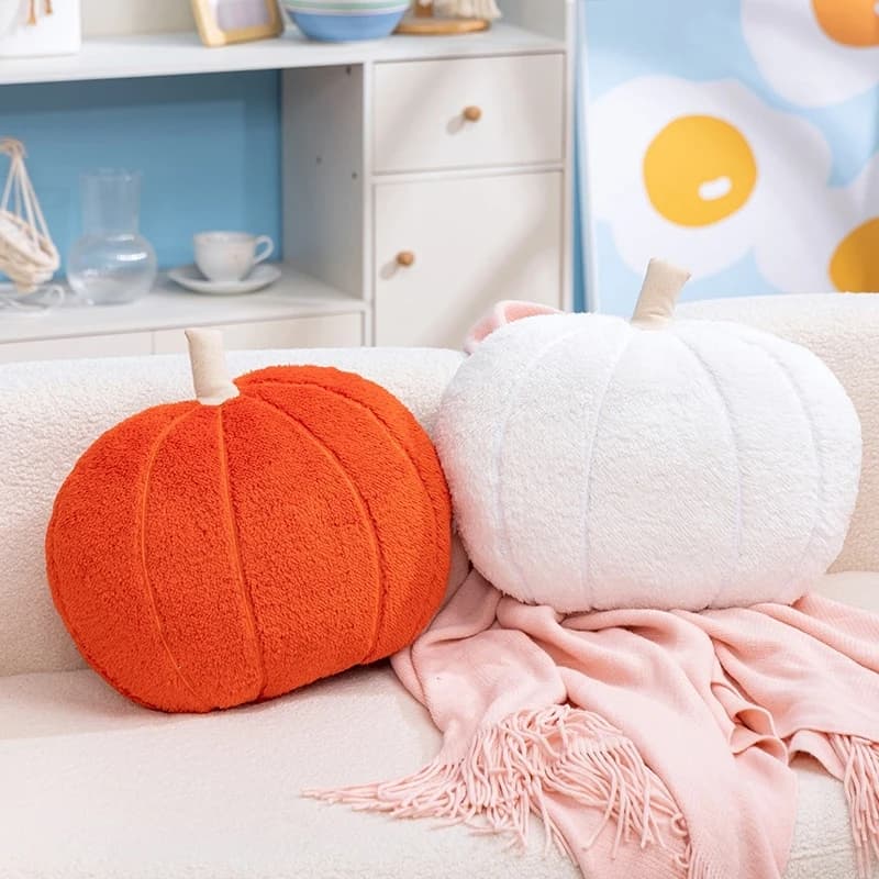 Cuscino a forma di zucca in stile INS per adulti, morbido cuscino di supporto lombare per divano, camera da letto, soggiorno, decorazione per la casa, tessuto confortevole.