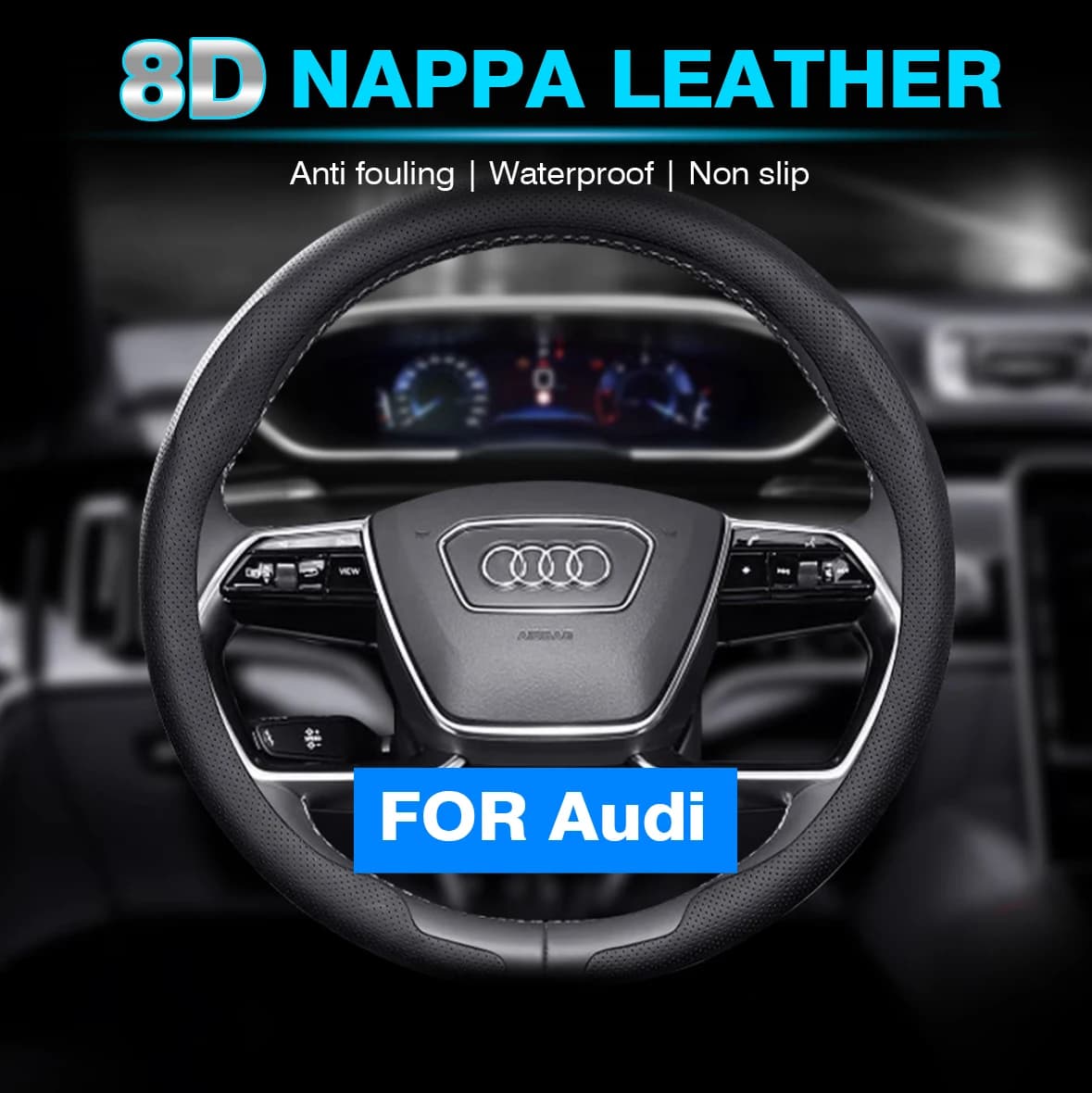 Coprivolante per auto in pelle nappa 8D per Audi A3 A4 A5 A6 A7 A8 A1 A2 Q1 Q2 Q3 Q4 Q5 Q6 Q7 Q8 RS3 RS5 RS7 Accessori auto