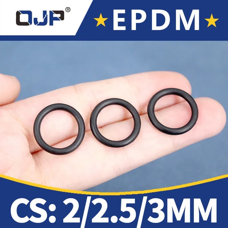 O-ring EPDM CS2/2.5/3mm diametro esterno 5-50mm Resistenza agli acidi e agli alcali Resistenza all'acqua Rondella di tenuta O-ring nera in magazzino