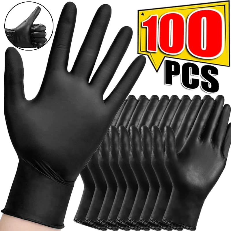 100/2 pezzi guanti monouso resistenti guanti in PVC Nitrile nero per lavori domestici pulizia industria automobilistica giardinaggio cura degli animali strumenti di cottura