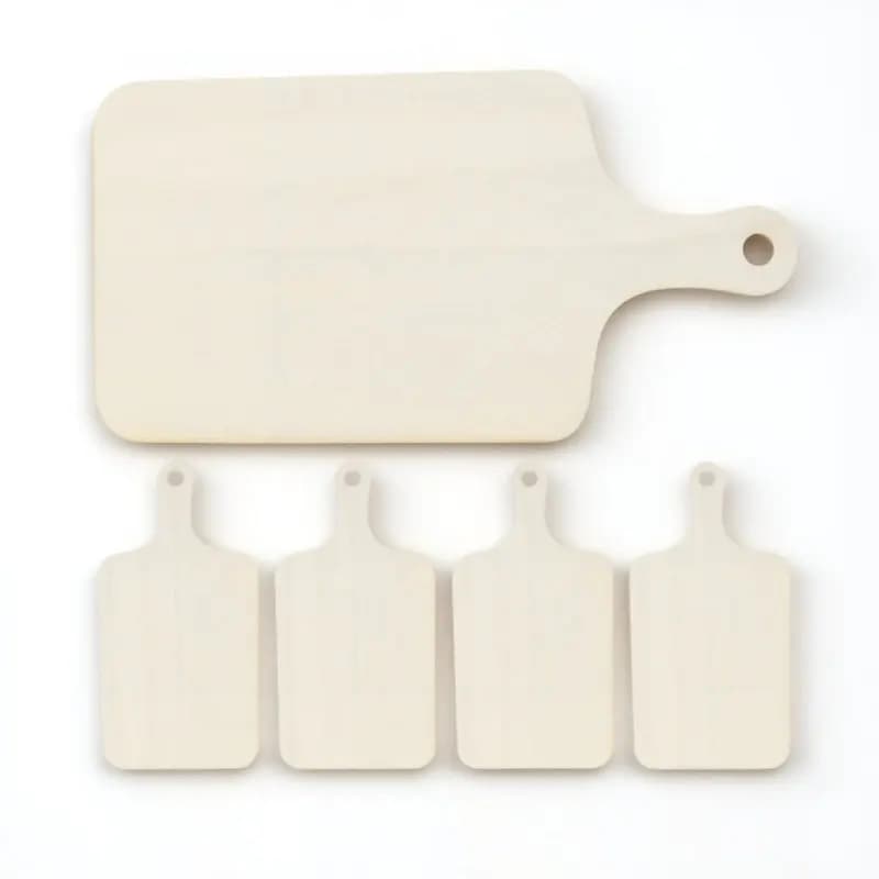 Set di 5 Mini Taglieri in Legno Antiscivolo con Design Ondulato, Piatti per Servire il Pane, Accessori per Fotografia e Cucina