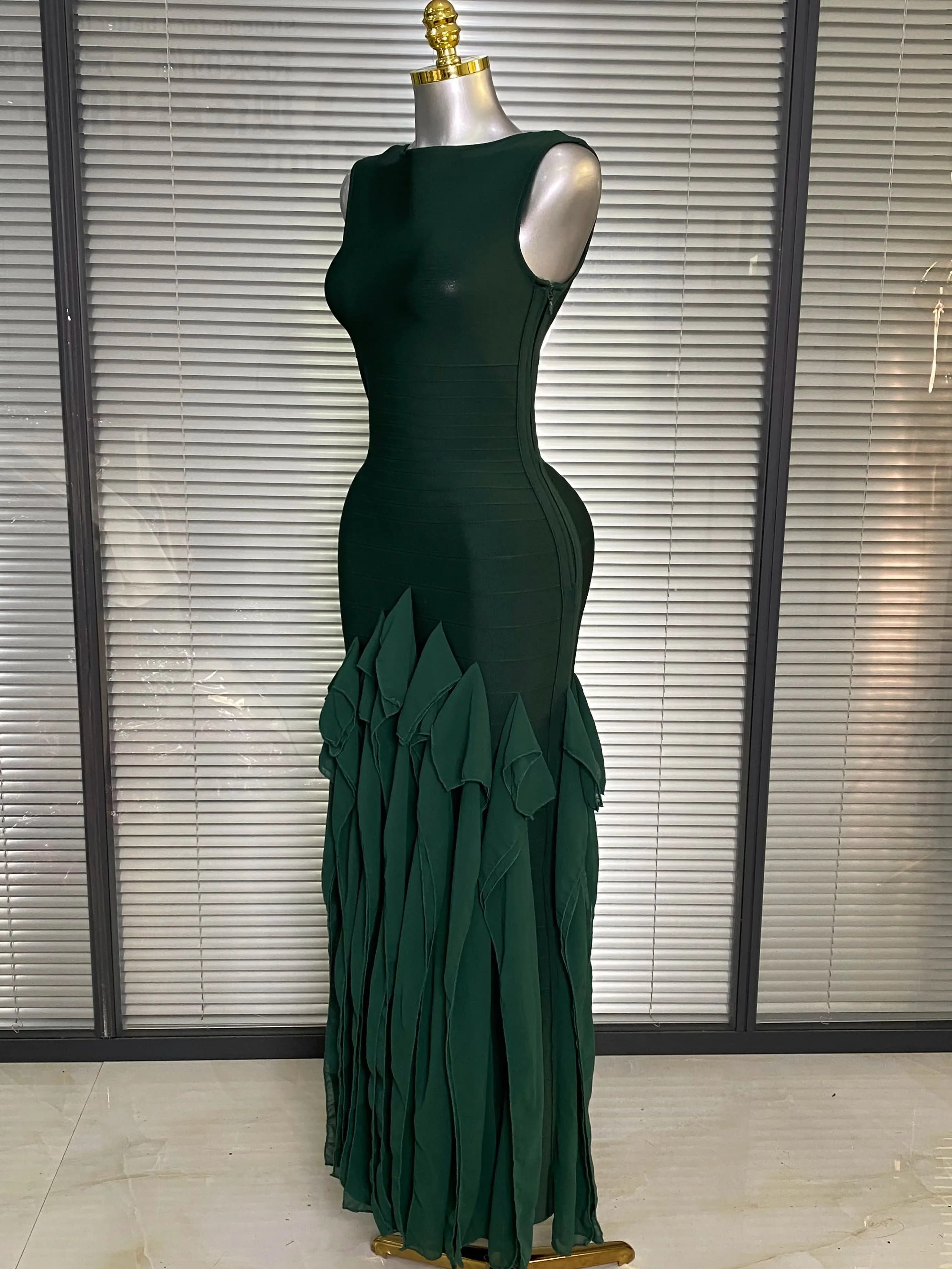 Abito da sera di lusso monocolore da donna, sexy, senza spalline, con perline, lungo, stile bandage, per feste di compleanno, abiti da ballo, vestito elegante