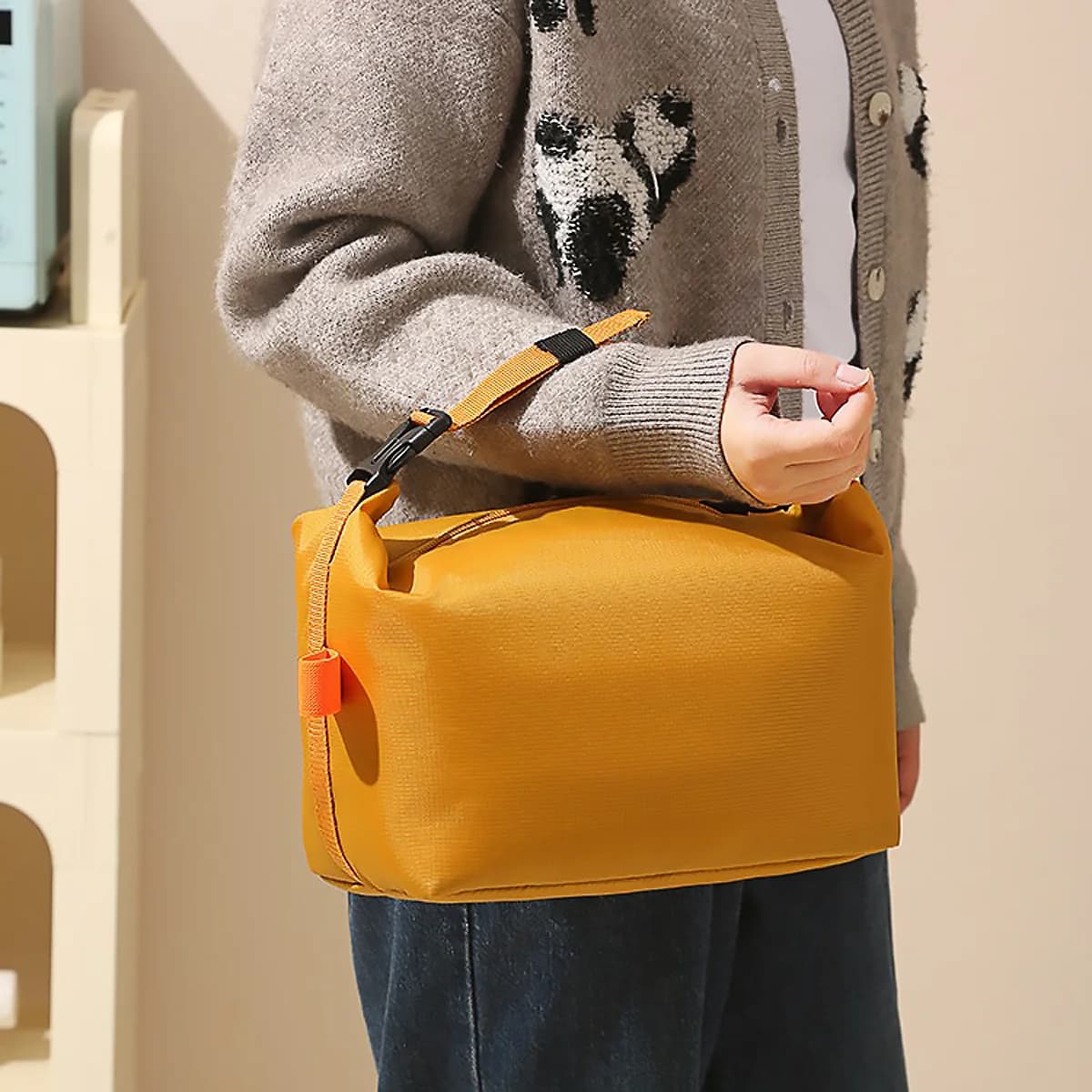 Borsa termica pieghevole per il pranzo per impiegati, borsa portatile per il pranzo per studenti, borsa per il riso impermeabile e resistente all'olio