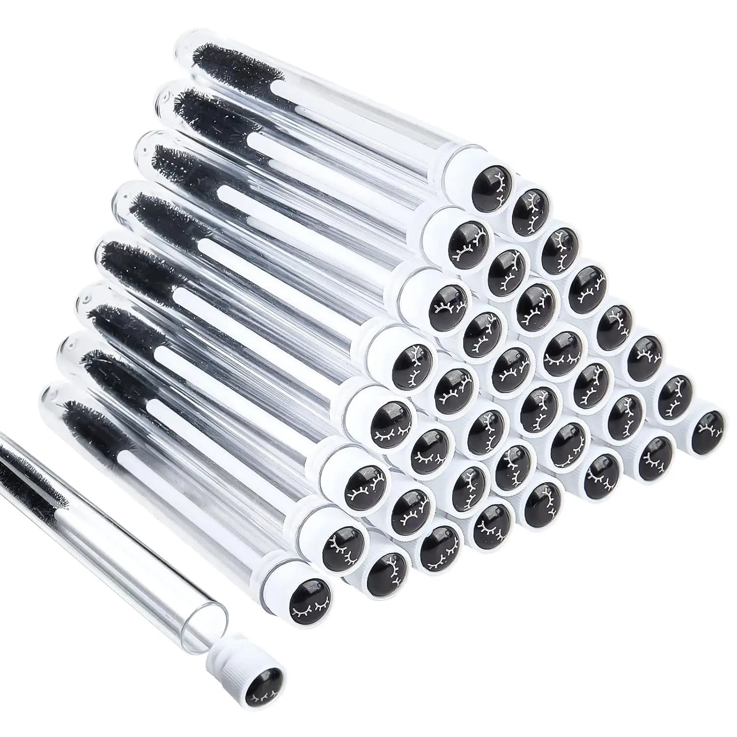 Set di 80 tubi per mascara: 40 pennelli usa e getta e 40 tubi trasparenti per la conservazione di extension ciglia e trucco