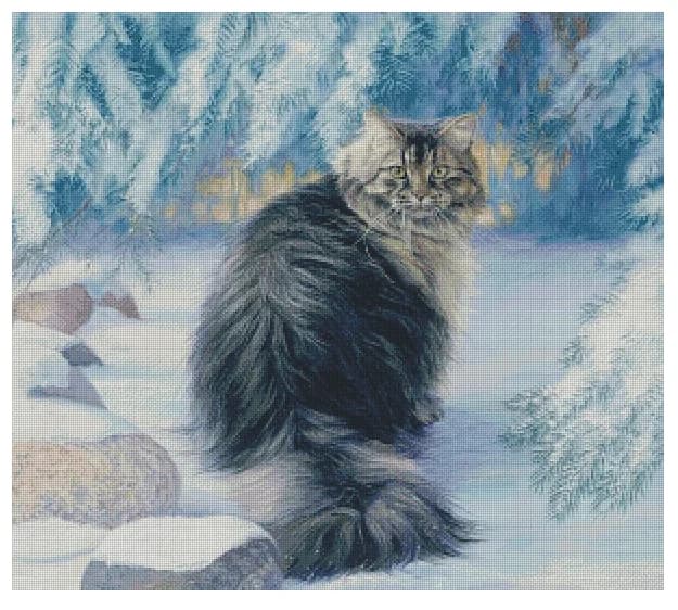 Gatto delle nevi Simpatico animale contato Kit punto croce Kit da cucito 18CT 16CT 14CT Tela bianca Ricamo Ago fatto a mano fai da te Decorazioni per la casa