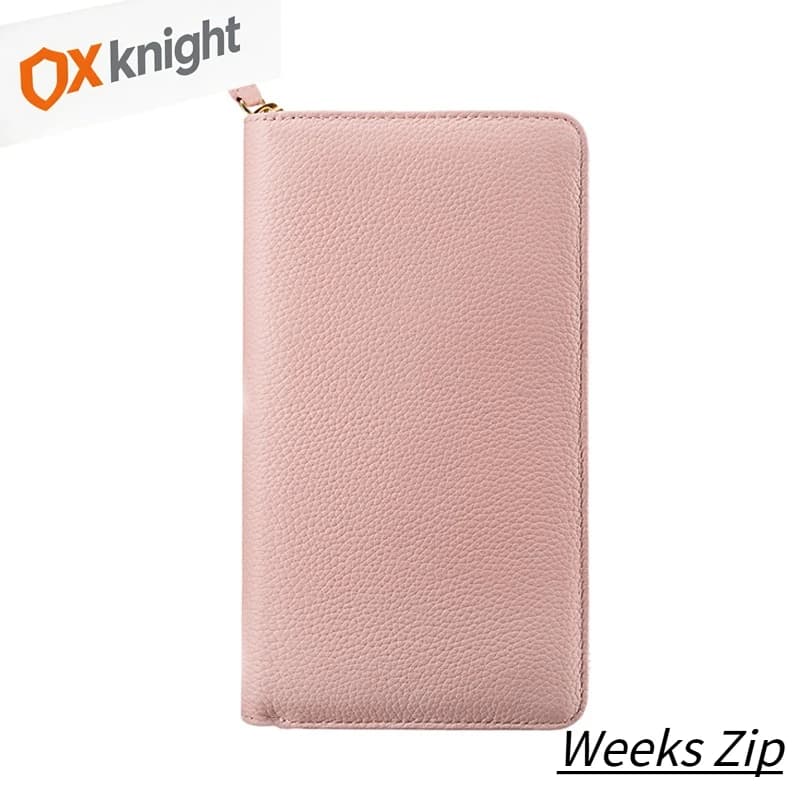 OX KNIGHT Weeks Zip Cover Genuine Leather Pebbled Grain Cowhide Journals Notebooks for Planner Vintage Notepad Diary Stationery