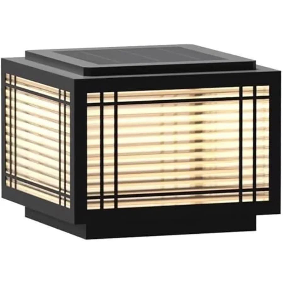Lampada Solare da Esterno per Pali, Impermeabile, per Illuminazione Paesaggistica di Cancelli, Recinzioni, Pannelli Decorativi, Giardini e Cortili, Nera con Energia Solare