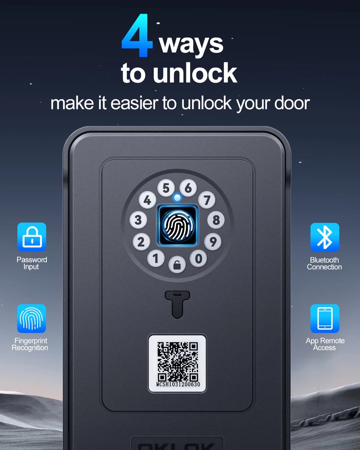 Hollarm Password per impronte digitali Cassetta di sicurezza Chiave intelligente Cassetta di sicurezza montata a parete Scheda IC Sblocca connessione Bluetooth Funziona con l'APP OKLOK