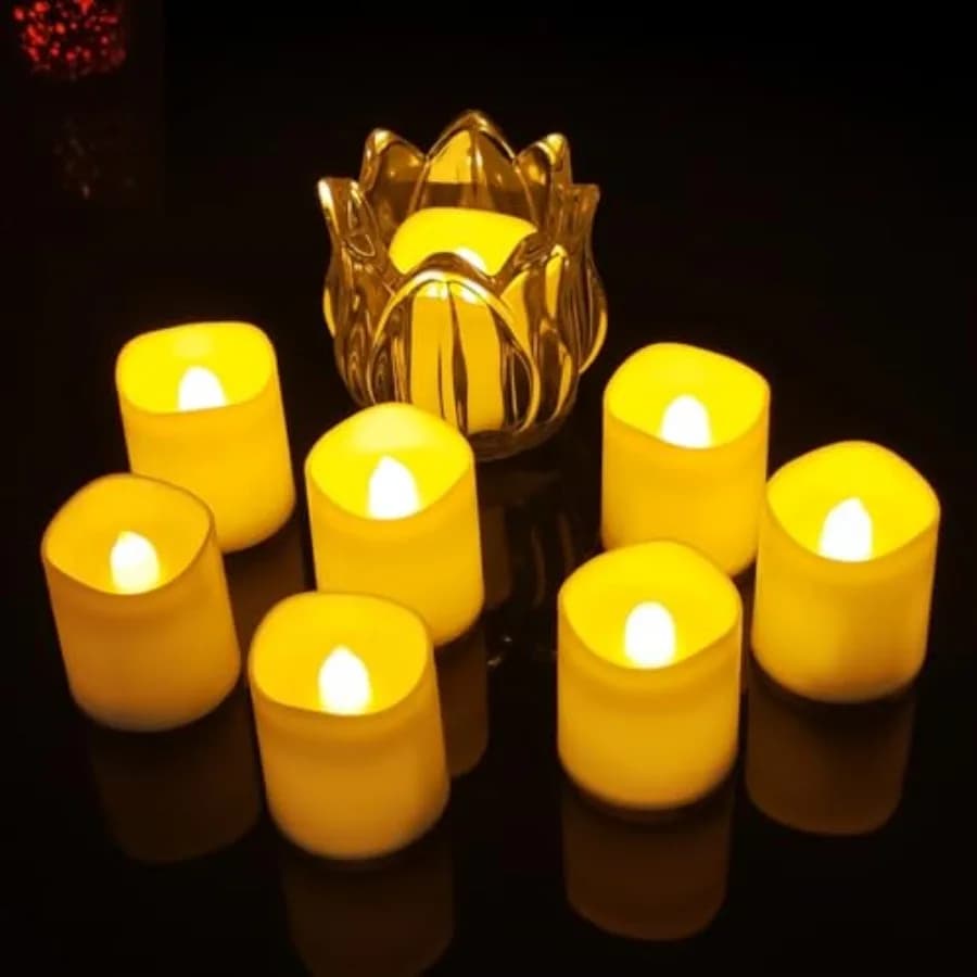 Flickering Flameless Votive LED Tea Lights Candles, Electric Fake Battery Operated tealights Candles for Halloween, Christmas,