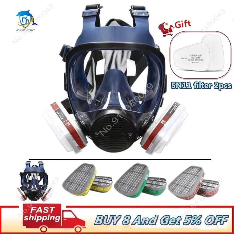 Maschera antigas in silicone di alta qualità 6800 Respiratore antipolvere acido per vernice spray Insetticida Applicazione Laboratorio e verniciatura auto