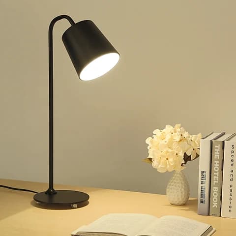 Lampada da scrivania minimalista nera nordica da lettura sul comodino scrivania per bambini apprendimento speciale lampada da scrivania plug-in per protezione degli occhi