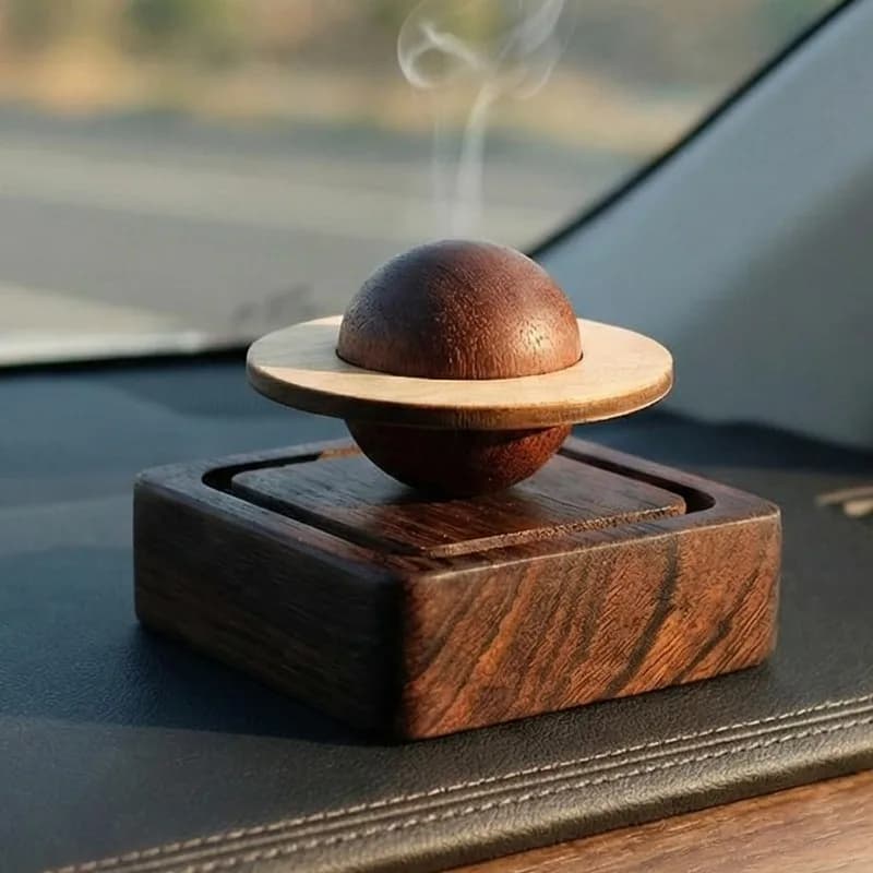 Diffusore di Fragranza per Auto in Legno Profumato, Diffusore Orbita di Giove in Legno di Noce, Diffusore Planetario per Aromaterapia e Decorazione