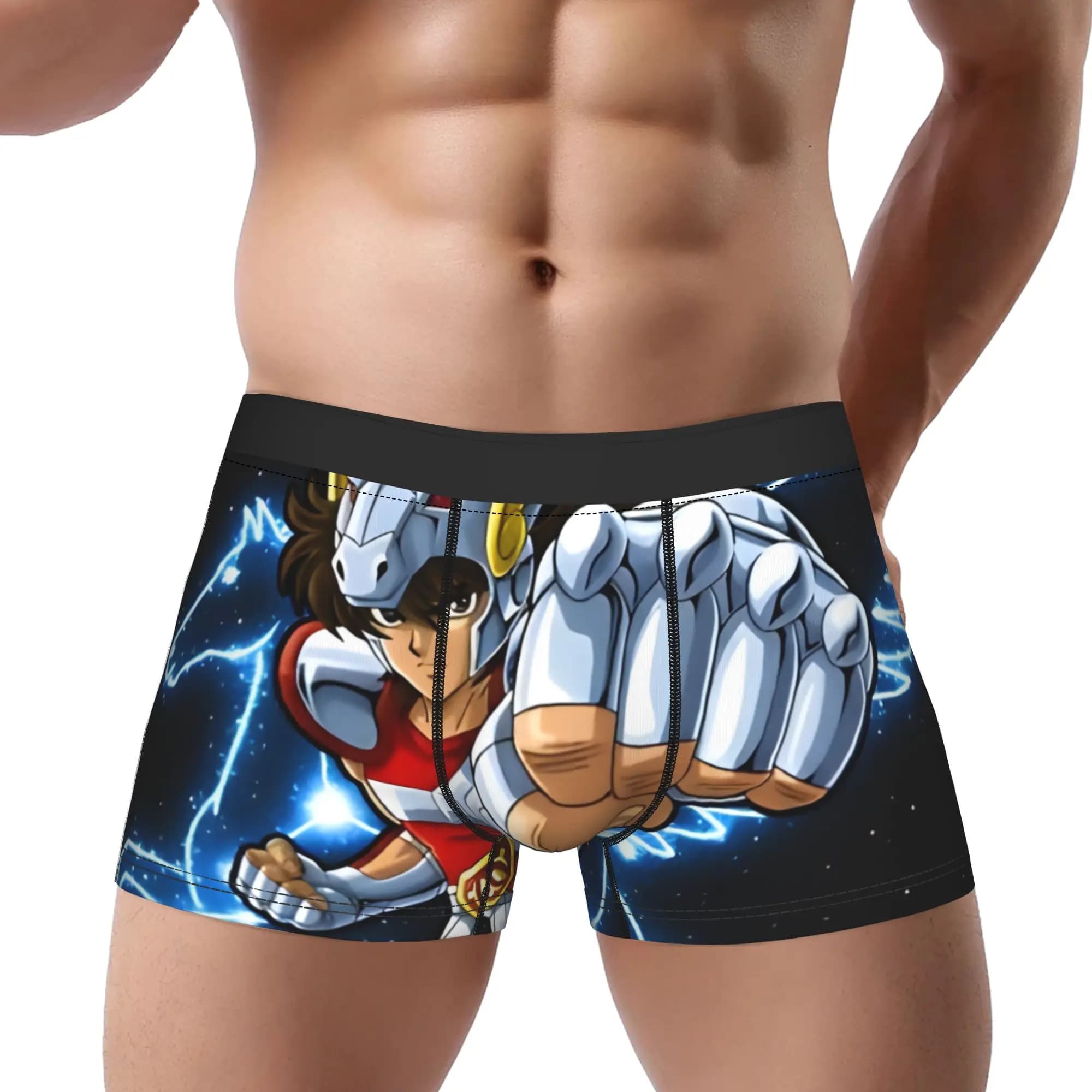 Bandai boxers Saint Seiya Pegasus Fanart Underpants Homme Panties Men's Underwear Print Shorts Boxer Briefs