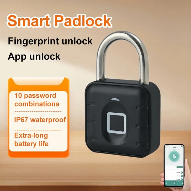 Tuya Smart Biometric Fingerprint Door Lock Lucchetto elettronico Bluetooth Bagagli Sblocco rapido Lucchetto antifurto per viaggi a casa