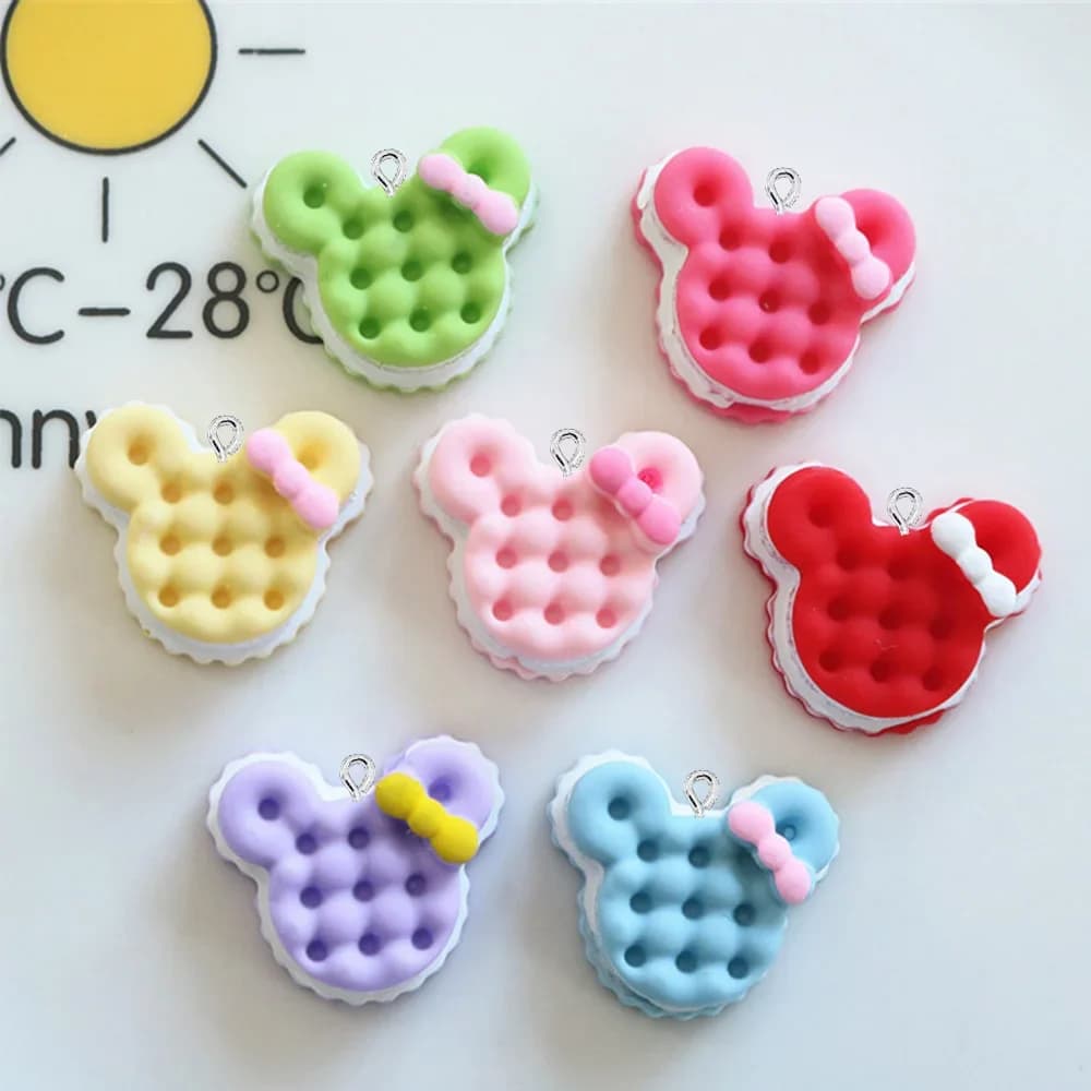 10PCS Bear Head Cookies Series Flatback Charms For Earrings Bracelet Hairpin DIY Jewelry Pendants Decoration Accessories