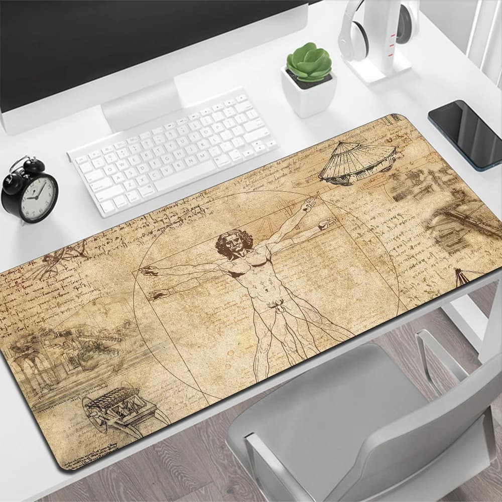 Leonardo da Vinci Art Large Mouse Pad Gaming Mouse Pad PC Gamer Computer Mouse Mat Big Mousepad XXL tastiera tappetino da scrivania Mause Pad