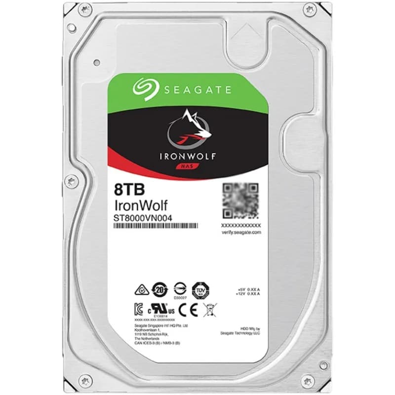 Disco rigido interno Seagate IronWolf da 8 TB HDD da 3,5 pollici SATA 6 Gb/s 7200 giri/min 256 MB (ST8000VN004) Cache per archiviazione di rete RAID