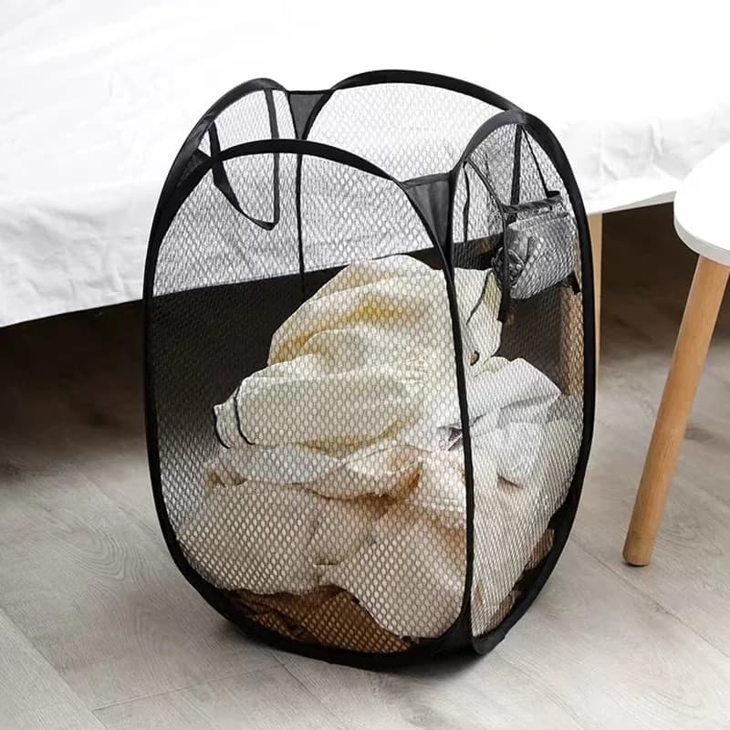 Large folding basket for displacement of dirty linen, washing frame, mesh holder bag for bathroom, bucket, laundry organizer