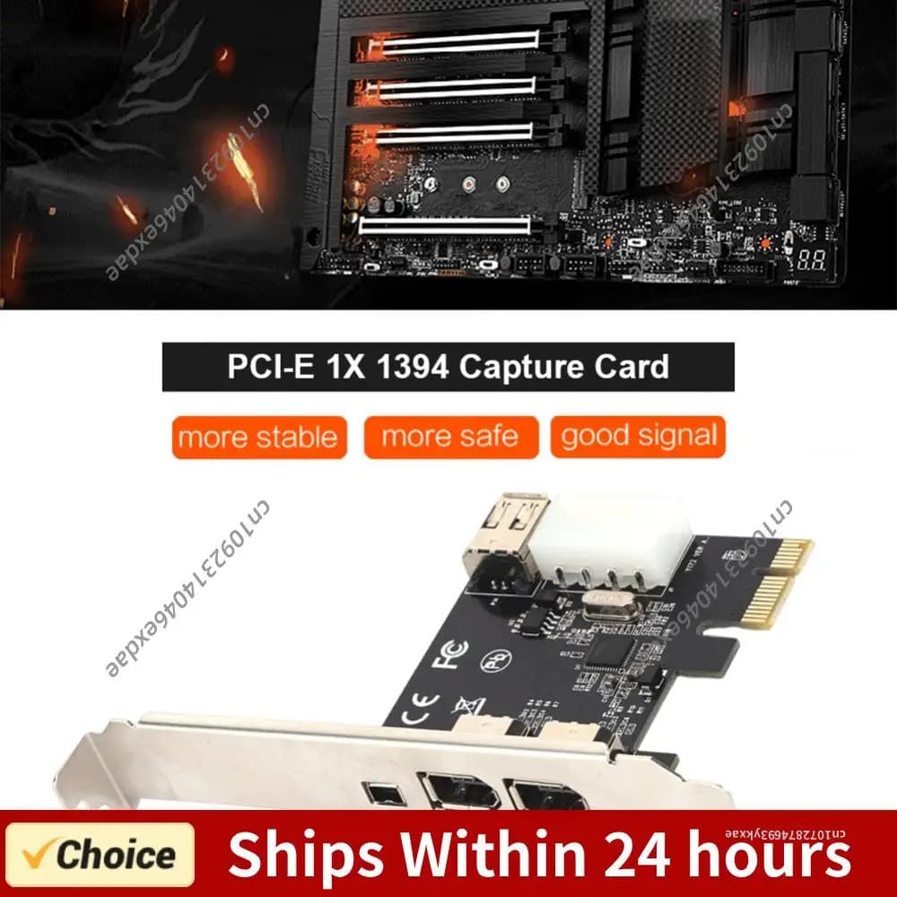 Kit Scheda di Acquisizione Video PCI-E 1X a 16X 1394 DV per Computer Desktop, Scheda PCI-E 1X 1394 con Adattatore Firewire da 6 Pin a 4 Pin