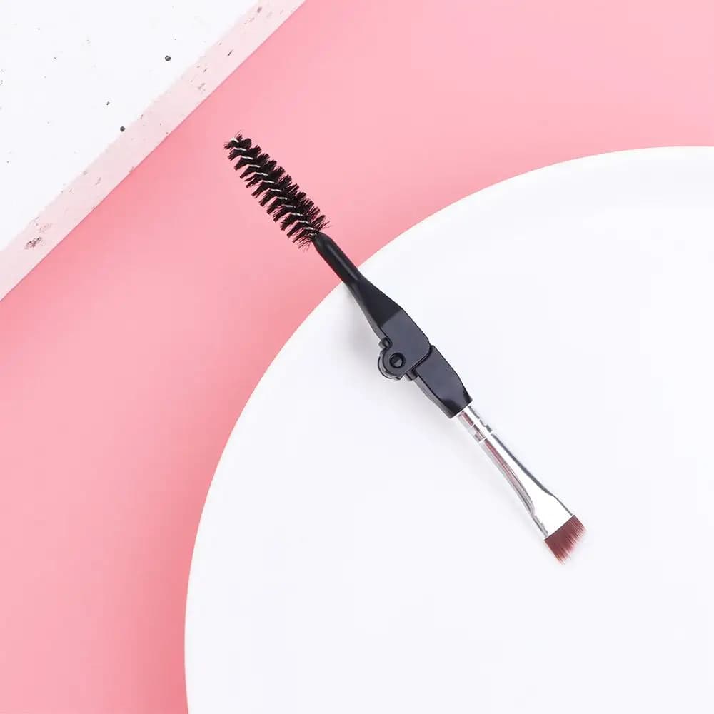 Girls Portable Makeup Brush Grooming Tool Mascara Applicator Spoolie Brush Duo Angled Eyebrow Brush Foldable Eyebrow Brush