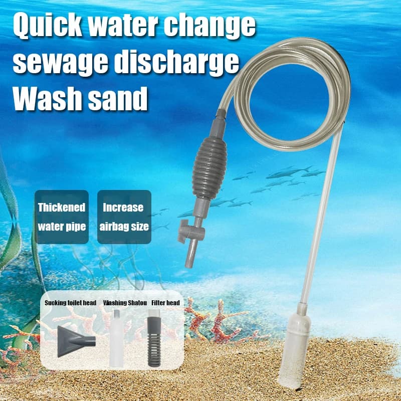 Set of siphon vacuum tools for large aquarium aquarium, gravel/sand cleaning, water change with extension tube, fast and easy