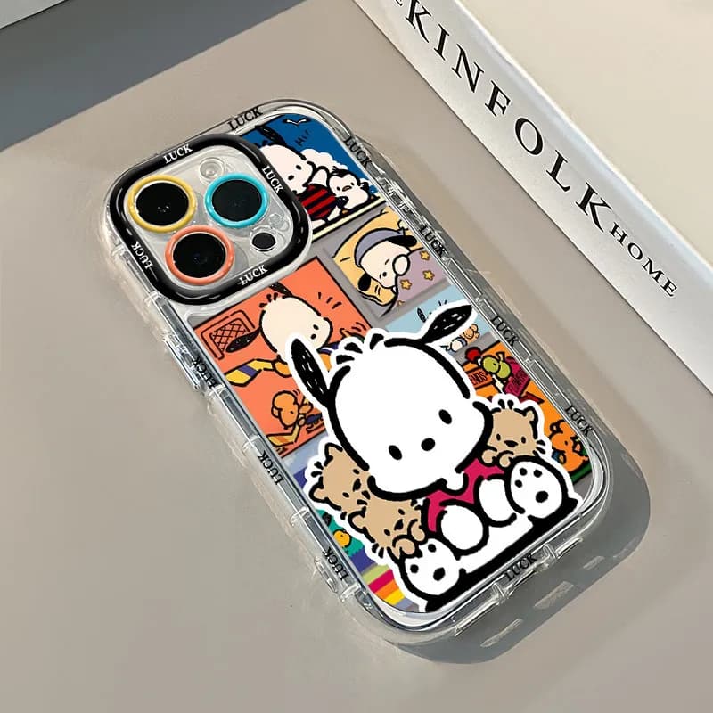 Custodia per telefono con specchio e design simpatico cane Chapa per iPhone 17 16 15 Pro Max 14 13 12 11 XS Max X XR 16 Plus 17 Air, Cover in TPU Puff