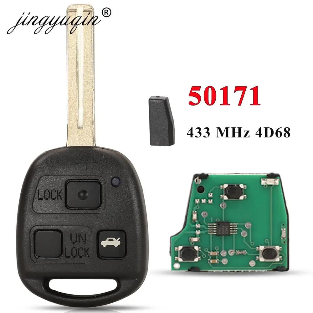 Jingyuqin per Lexus Fob P/N: 50171 ASK 433MHz 4D68 Chip telecomando testa chiave auto 3 pulsanti TOY48 sostituzione lama non tagliata