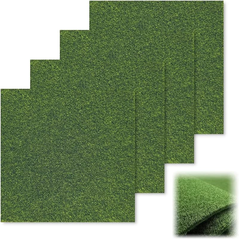 Set di 4/6 Pezzi di Erba Sintetica 15x15cm, Tappetini in Erba Artificiale in Miniatura per Decorazione di Giardini e Case delle Bambole