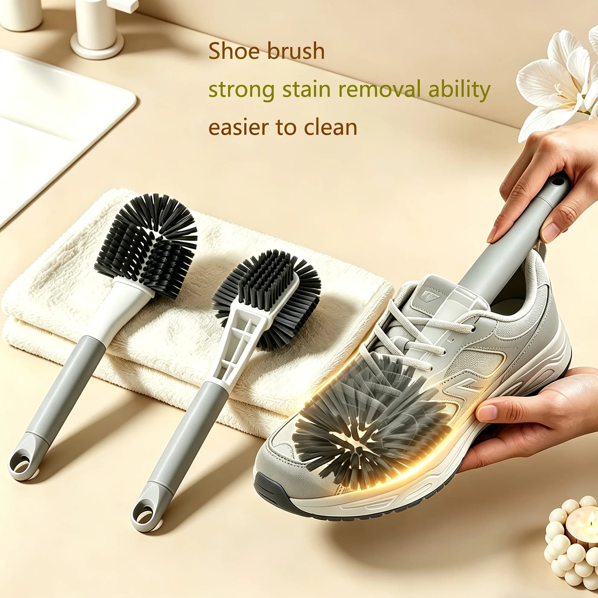 2pcs multifunctional shoe washing brush, soft bristles do not damage shoes, all inclusive shoe brush, household cleaning brush