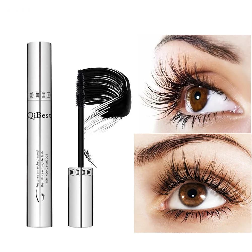 QIBEST 4D Black Mascara Curling Lash Extension Eyelashes Waterproof Liquid Volume Septic Mascara for Long-Term Eyes