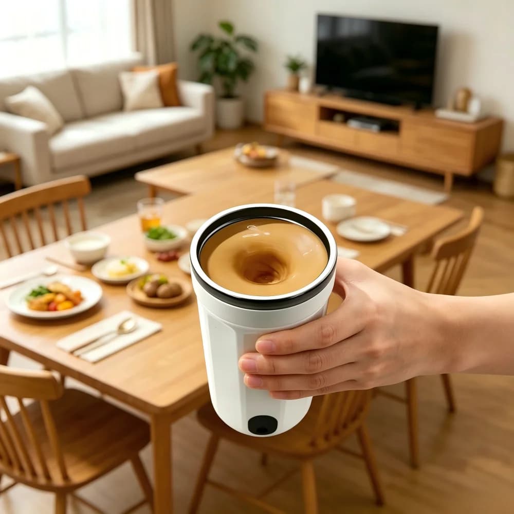 Automatic stirring cup, rechargeable model, 316 stainless steel inner liner, temperature display, protein powder shaker cup