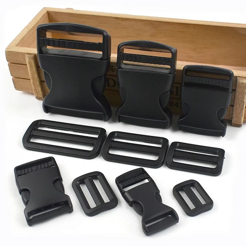 5/10/20Sets 20-50mm Black Plastic Buckle Backpack Strap Side Release Hook Webbing Belt Slider Clip Clasp Pet Collar Accessories