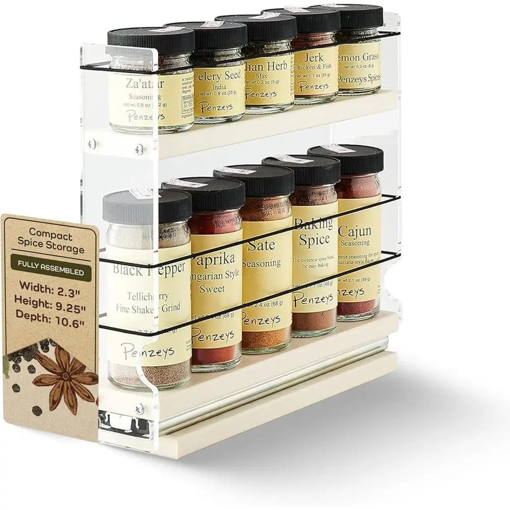 Organizzatore scorrevole per spezie - Contenitore compatto per dispensa e armadietti da cucina - Porta condimenti (2,3 L x 9,25 A x 10,6 P, Assemblato)
